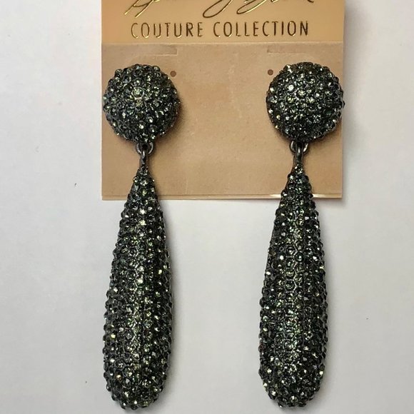 KENNETH JAY LANE-PAVE CRYSTAL LONG EARRING - Picture 3 of 10